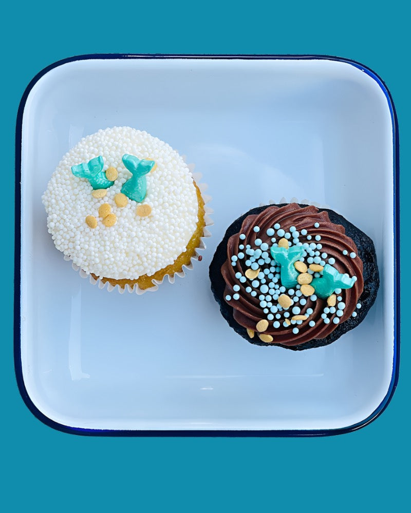 mermaid tails on mini cupcakes