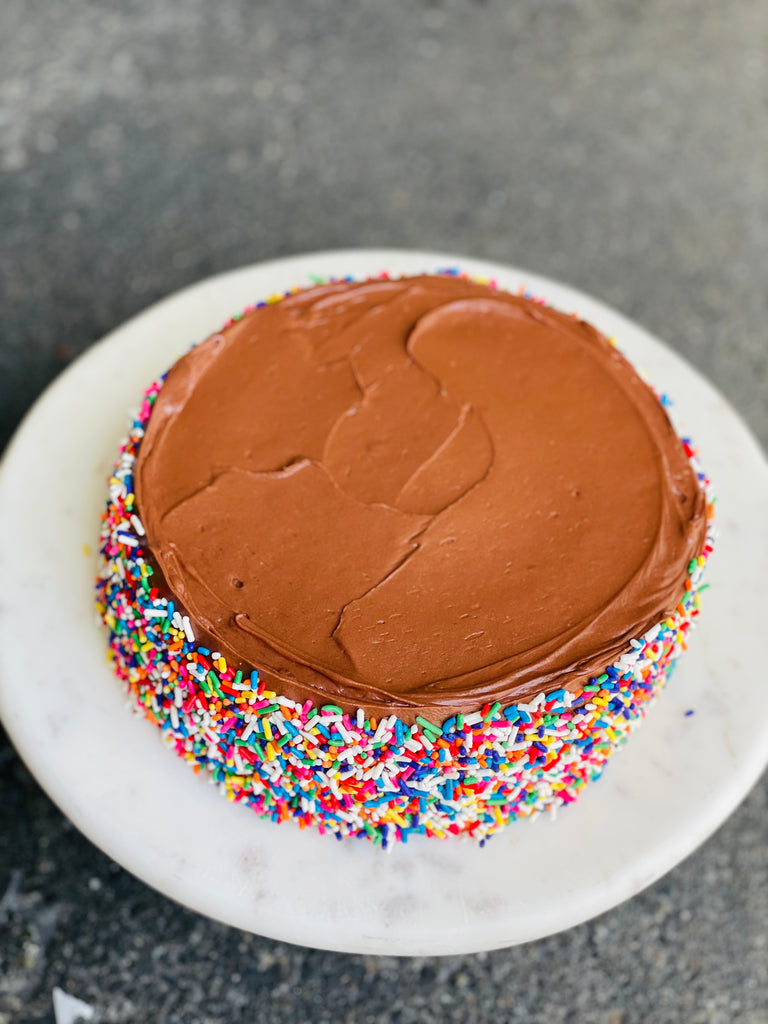 photo of chocolate funfetti layer cake