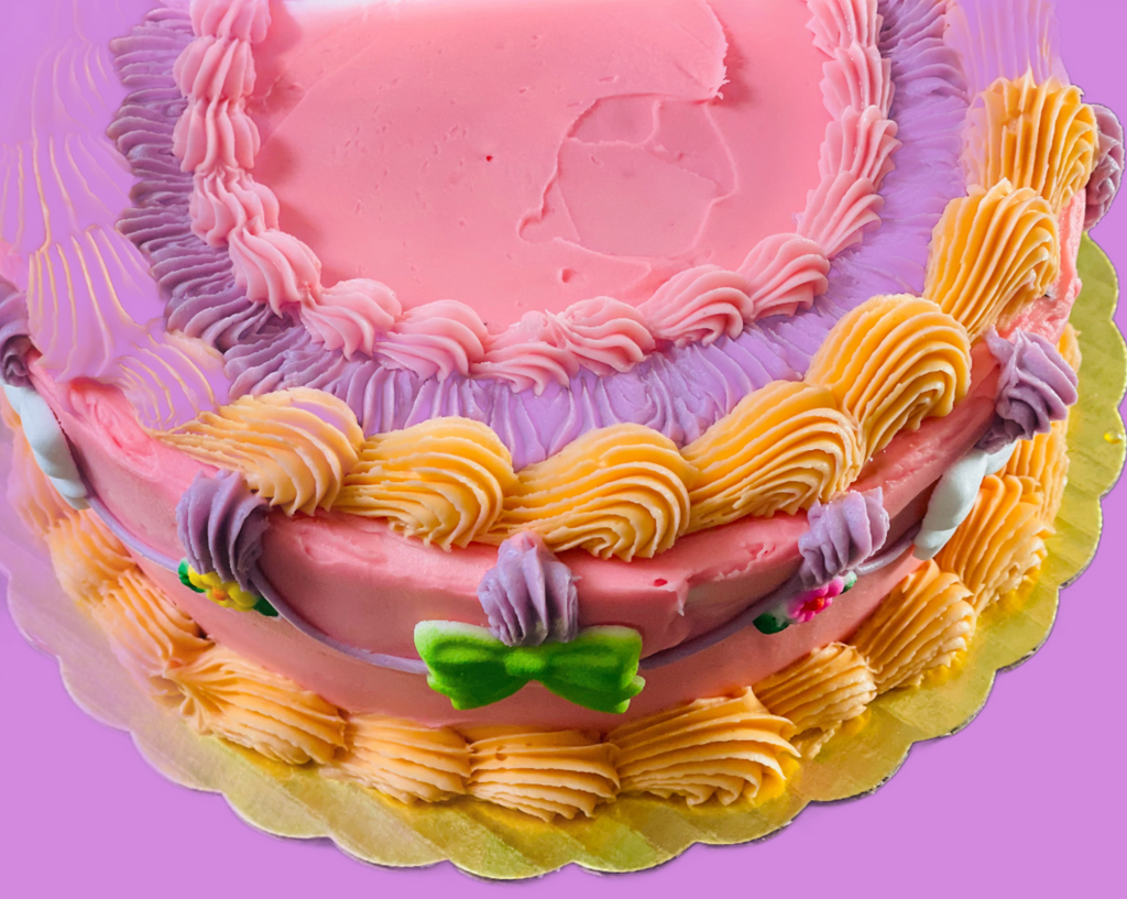 colorful piped layer cake