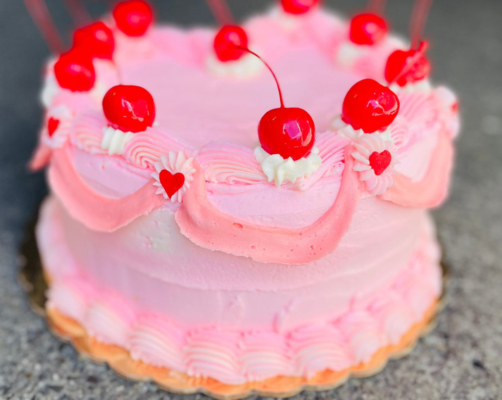 side view of heart shaped cake